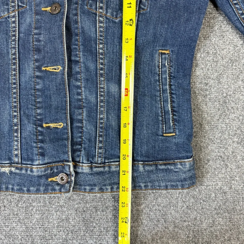 Y2K Levis Denim Trucker Jean Jacket Dark Wash Blue Red Tab Size Medium #3597